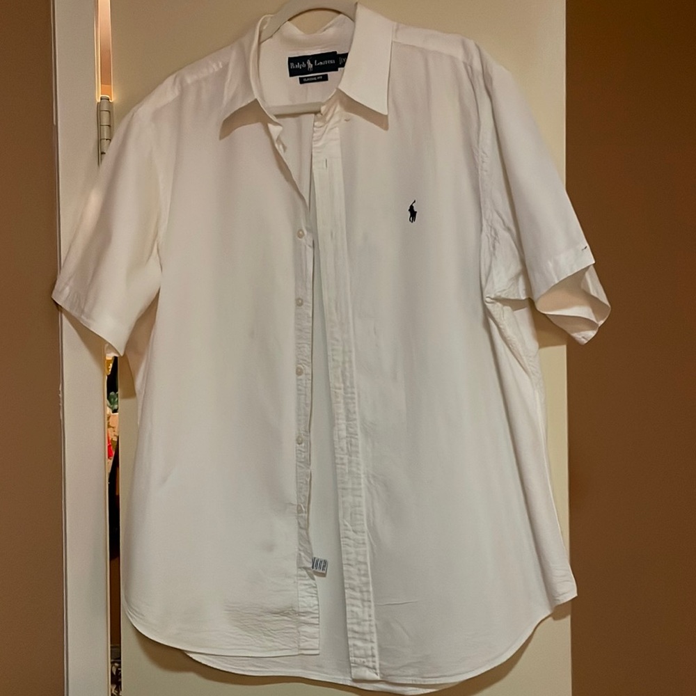 Mens Ralph Lauren White Button Down Shirt